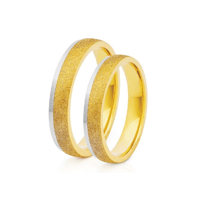 Pair of yellow and white gold wedding rings Stergiadis 3,50mm 20-08